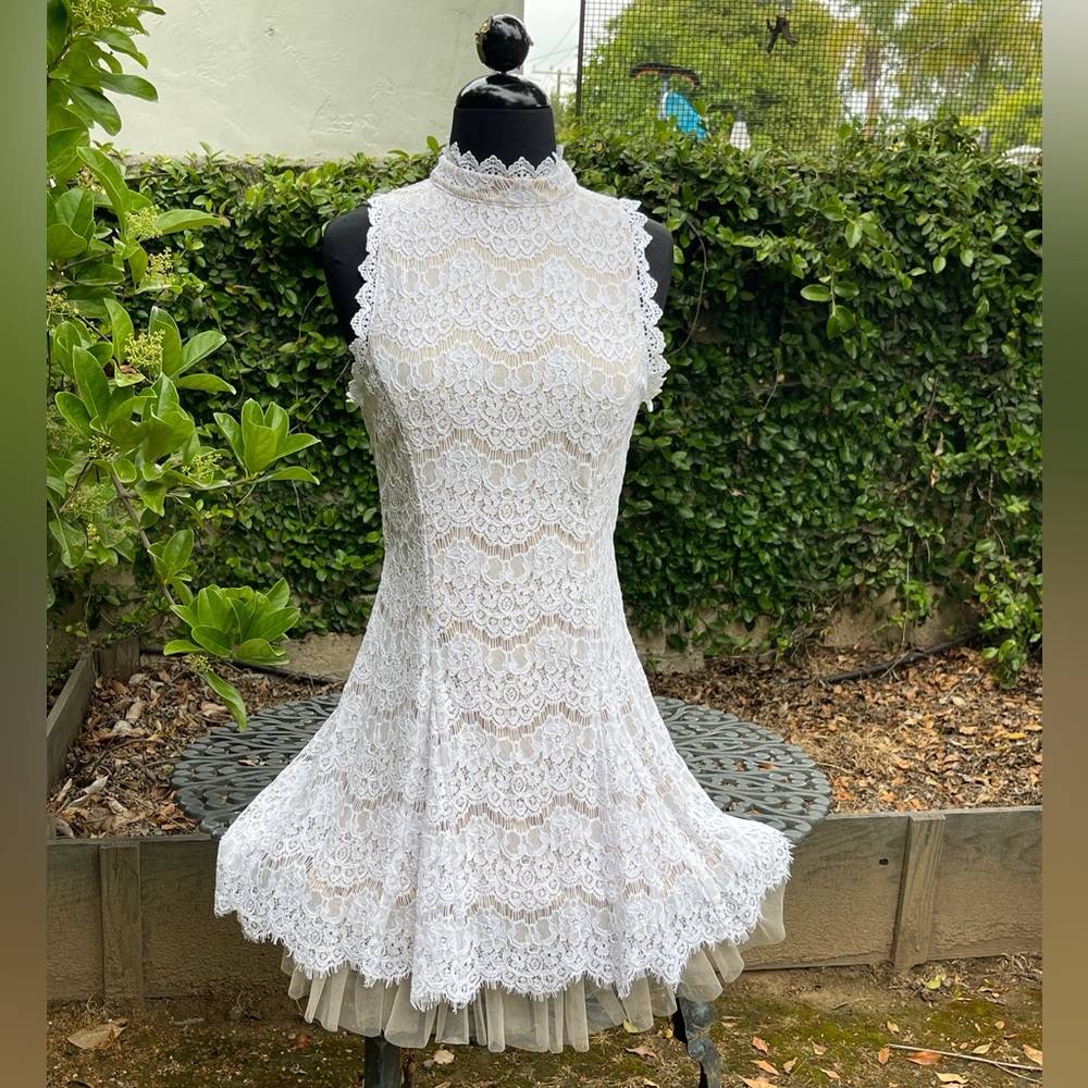 Francesca’s High Neck Lace Tulle Bottom Dress - size M